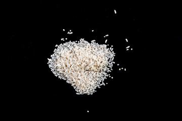 rice on black background