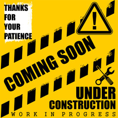 Caution, Area Under Construction, board and sign vector