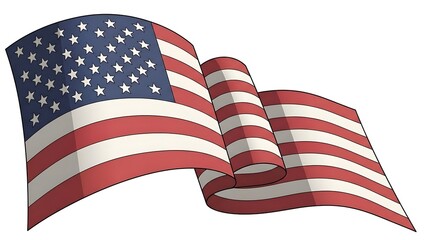 Waving American flag with stars and stripes