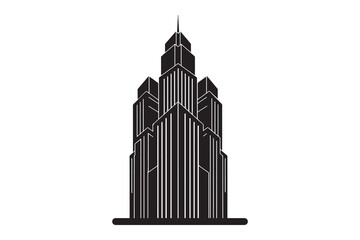 Building icon silhouette with white background