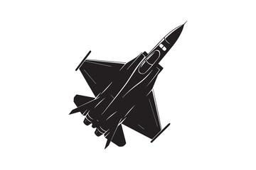 Fighter jet silhouette with white background 
