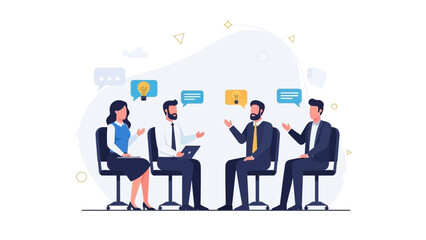 Obraz premium Business meeting with diverse people brainstorming ideas, teamwork and collaboration concept