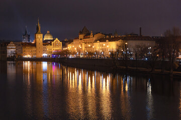 Fototapeta premium Prague, Czechia - 12.16.2026: Prague at Night