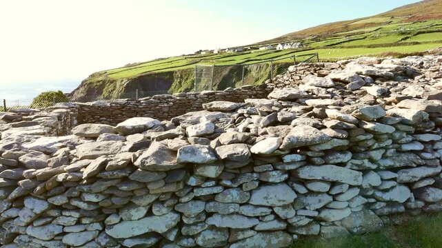 Dunbeg Fort, a promontory fort built in the Iron Age near the village of Ventry in County Kerry, Republic of Ireland.