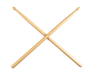 Two wooden sticks, crossed, used for striking percussion instruments