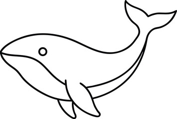 Obraz premium Whale line art vector thin black outline animal ocean 1