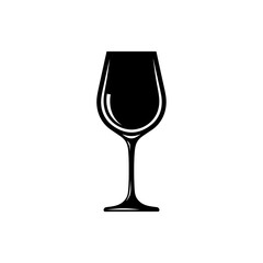 Silhouette of a Wine Goblet Vector Icon - Alcohol Glassware Drink Black Shape Illustration Isolated on White Background