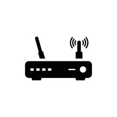 Fototapeta premium Silhouette of a Wifi Router Vector Icon - Internet Wireless Modem Black Shape Illustration Isolated on White Background