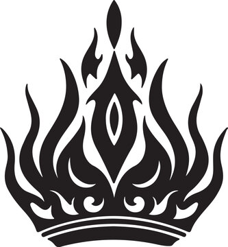 Stylized crown with flame silhouette vector illustration