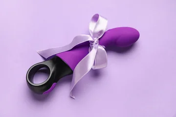 Fotobehang Natuur Park Vaginal sex toy as gift on lilac background  © Pixel-Shot