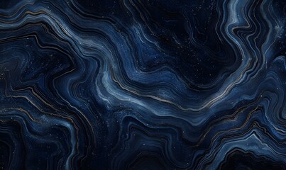 Fototapeta premium Abstract dark blue marble texture background with liquid waves and shimmering gold sparkles creating luxurious elegant artistic pattern for sophisticated design projects and decorative surfaces
