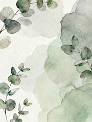 leaves green water color shade on texture background 1