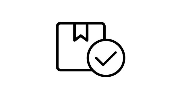 Animated order confirmation and package delivery icon