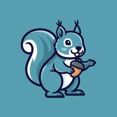 Fototapeta premium Cute Cartoon Squirrel Holding an Acorn Illustration.