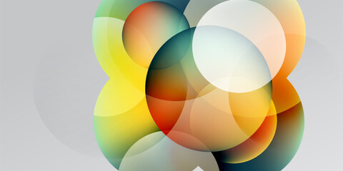 Obraz premium Abstract colorful circles overlap, creating soft gradients. Design evokes fluidity, modern aesthetic, simple composition.