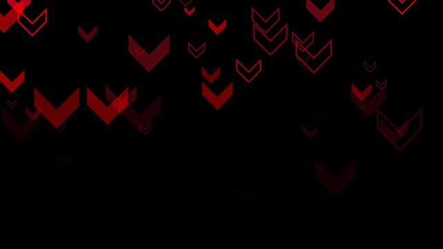red arrows down falling business financial recession icons alpha channel animation, stock market and economy isolated social media motion design element