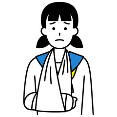 Fototapeta premium 右腕を骨折している女子学生