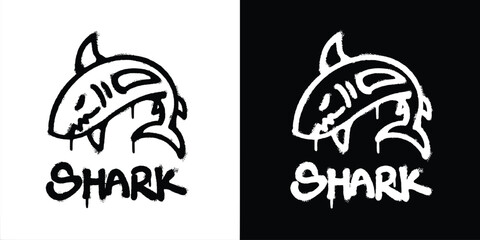 Graffiti shark logo vector design