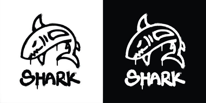 Graffiti shark logo vector design