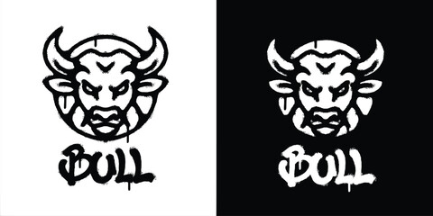 Graffiti bull head logo vector design