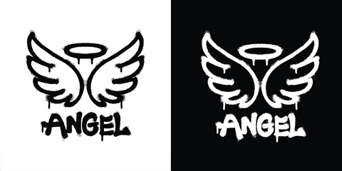 Graffiti angel logo vector design