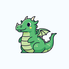 Obraz premium Cute Green Baby Dragon Cartoon Character.