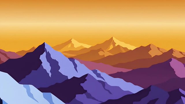 Majestic layered mountain range with colorful dawn sky