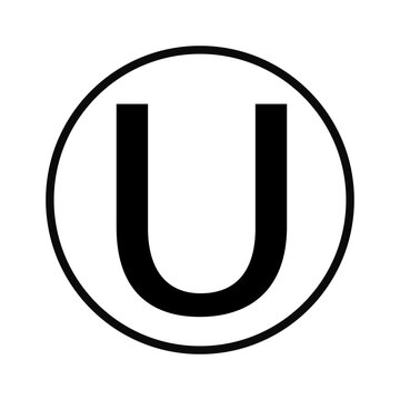 U Letter Circle Icon - Kosher Certified OU Symbol Vector Badge