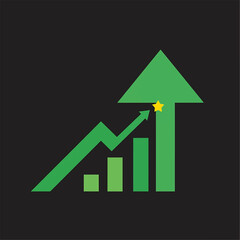 Green Arrow Graph Showing Upward Trend and Growth.