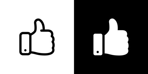 Obraz premium Thumb Up icon concept with flat Black White Background. Vector illustration.