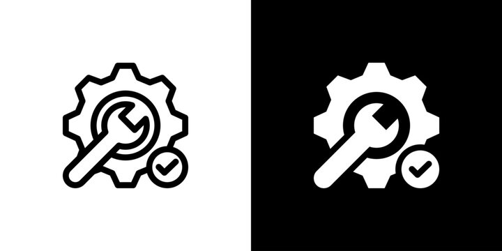 Optimizing icon concept with flat Black White Background. Vector illustration.