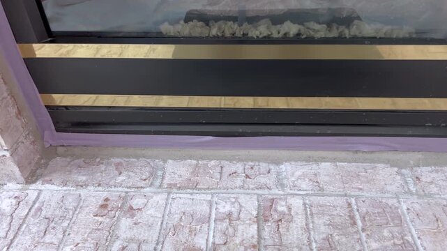 Close up of fireplace brick surface