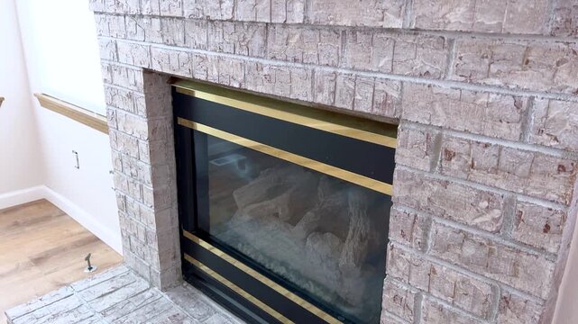 Vertical angle of fireplace corner wall