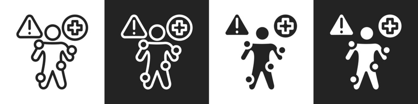 Symptoms Line And Solid Icon In White And Black Background