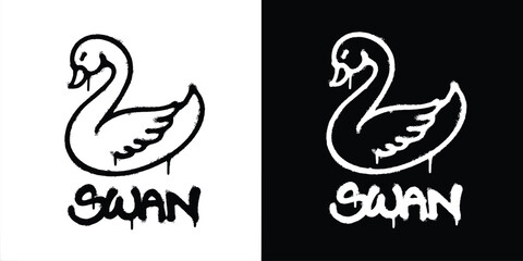 Graffiti swan logo vector design