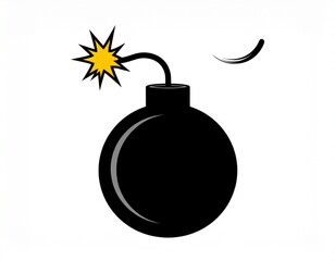 bomb with burning wick on a white background 