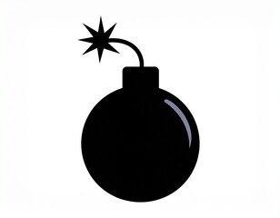 bomb with burning wick on a white background 