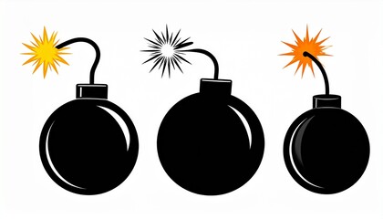 bomb with burning wick on a white background 