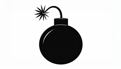 bomb with burning wick on a white background 