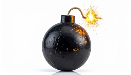 bomb with burning wick on a white background 