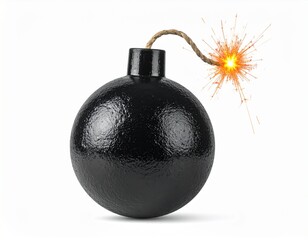bomb with burning wick on a white background 