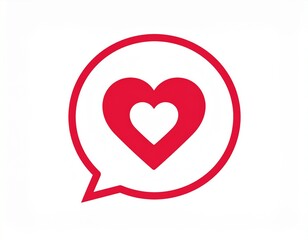 Love heart in speech bubble, red icon. Like notification message, vector flat 