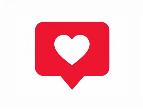 Love heart in speech bubble, red icon. Like notification message, vector flat 