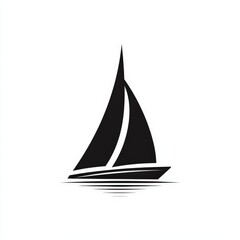 Fototapeta premium flat logo of a yacht - black lines on white background