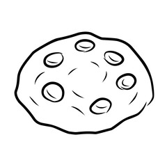 Fototapeta premium Chocolate Chip Cookie in Hand Drawn Line Style Illustration