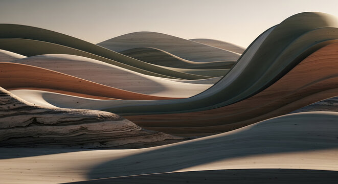 Human centered ai abstract space showing smooth twists and curves in a minimal style design during daylight