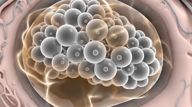 Polycystic Ovary Anatomy Showing Enlarged Organ With Multiple Immature Follicles and Hormonal Imbalance Preventing Ovulation