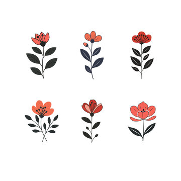 Set of stilized flowers.	