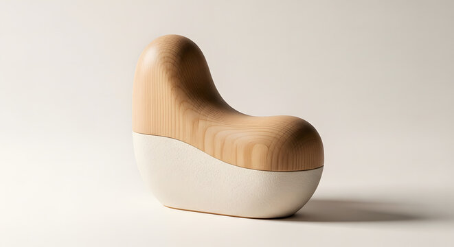 Design inspired by Japandi style with a wooden container, showing a blend of minimalism and nature in modern decor