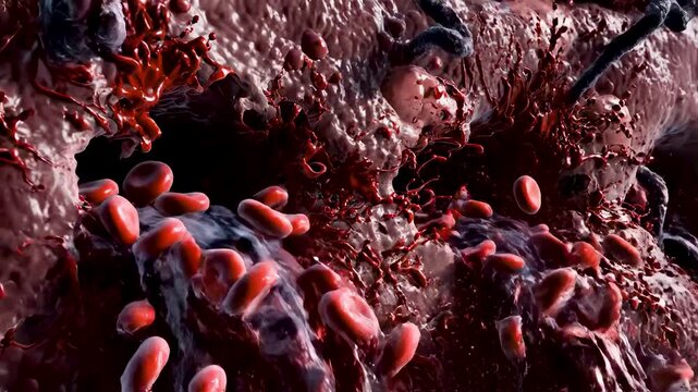 Microscopic Vascular Damage From Filament Virus Infection Showing Cell Death Vessel Wall Failure and Internal Blood Leakage